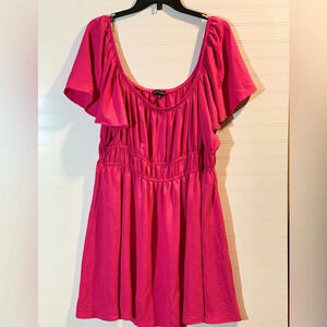 Women’s size 3X hot pink summer dress with flutter‎ sleeves, cute, summery dress